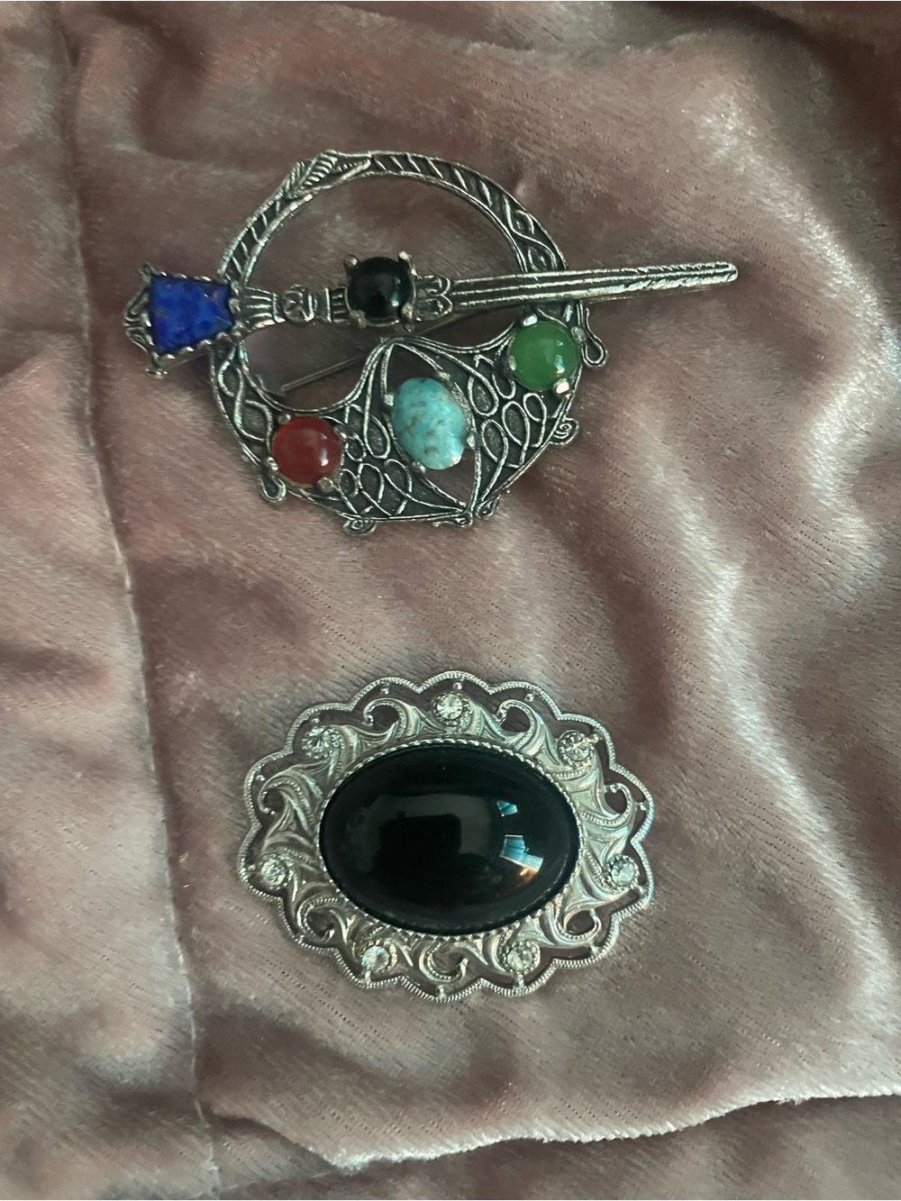 Multicolor Celtic Stone Brooch Pin Set - Women's Jewelry